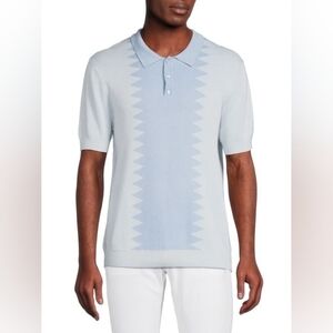 NWT Men's Truth by Republic Geometric Sweater Polo Light Blue Size XL